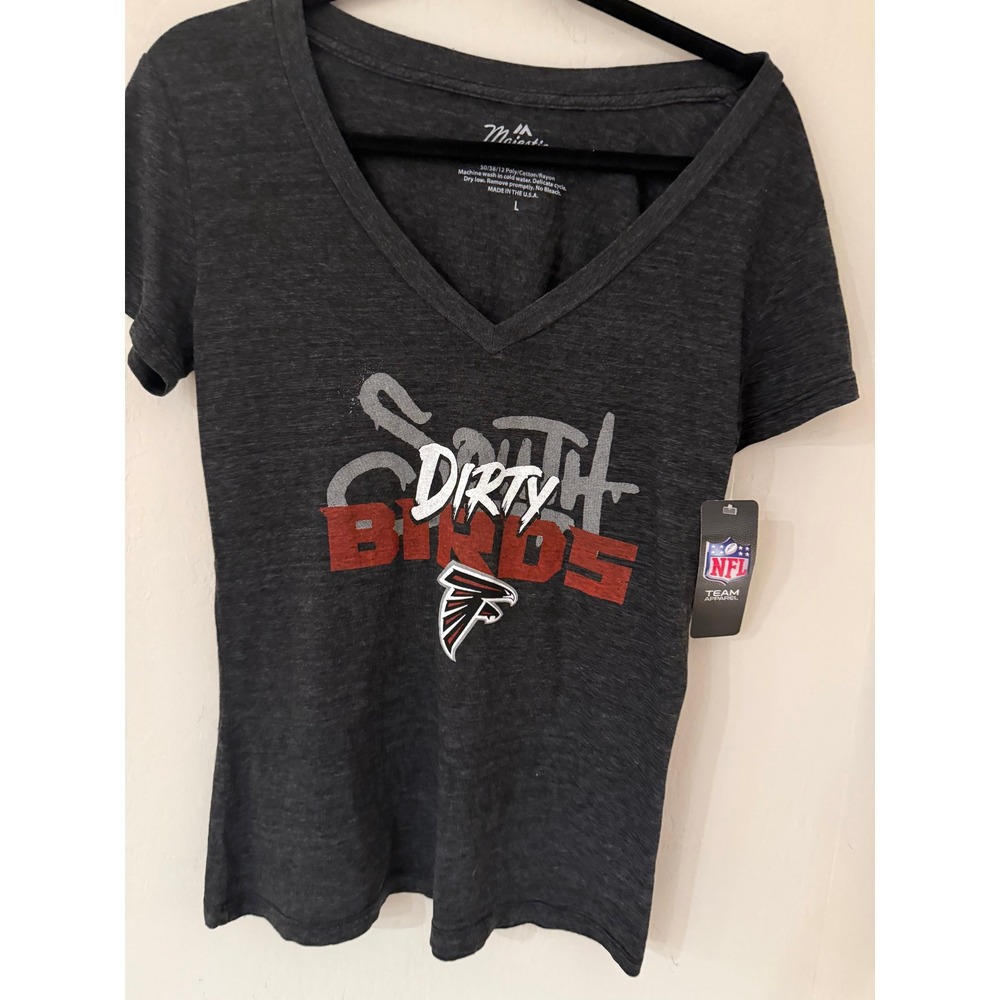 Women's Atlanta Falcons Dirty Birds Majestic Threads V-Neck Tee Size Large NWT
